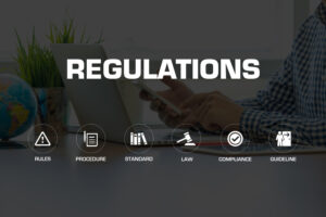 REGULATIONS ICONS AND KEYWORDS CONCEPT