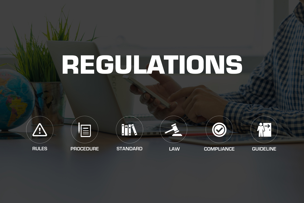 REGULATIONS ICONS AND KEYWORDS CONCEPT